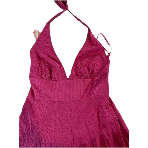 J Crew Womens Sz 8 Red Vintage Y2k Seersuck Cotton Fit & Flare Halter Midi Dress - Picture 5 of 9